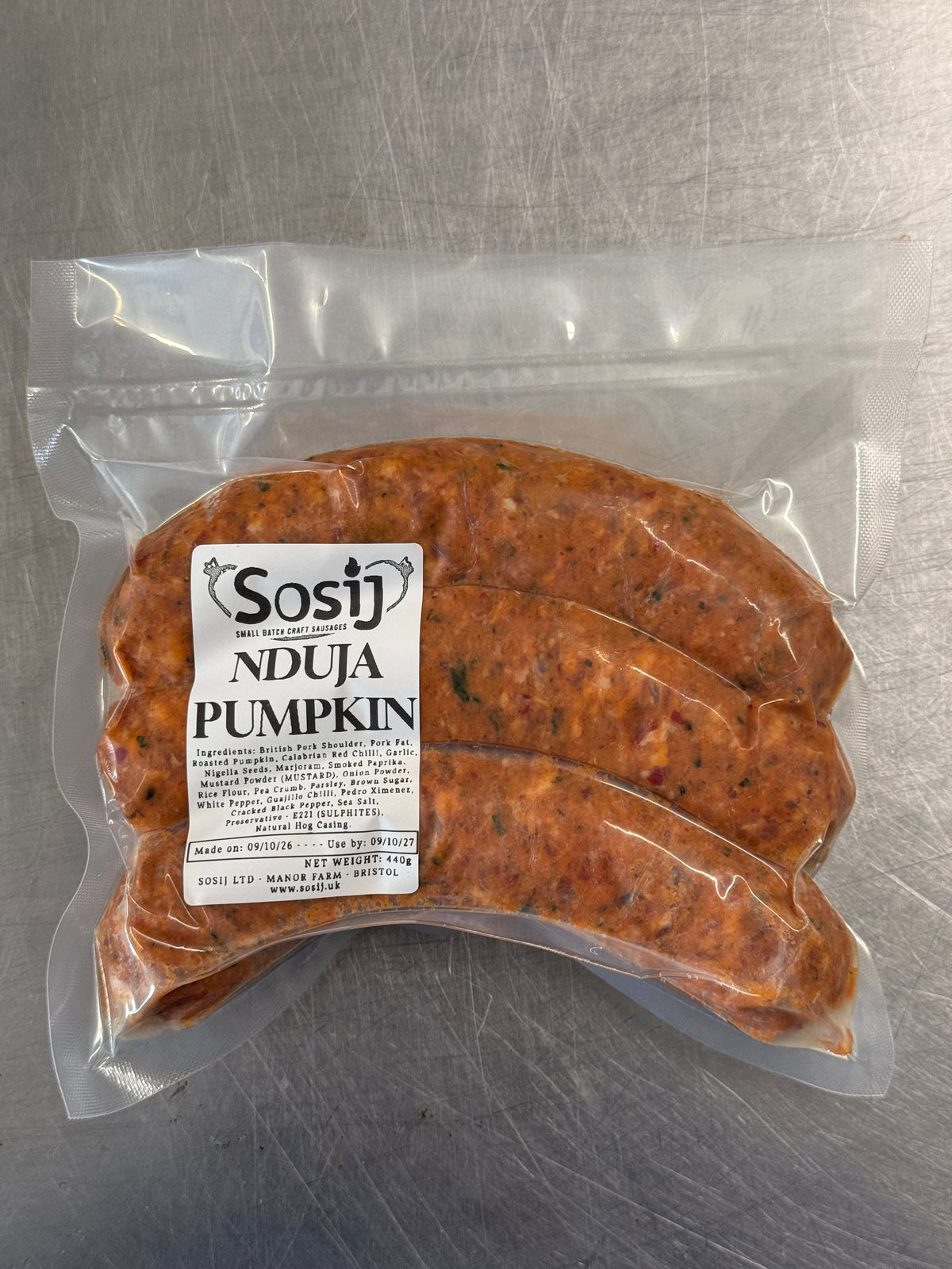 Pork, Nduja & Pumpkin Sausage
