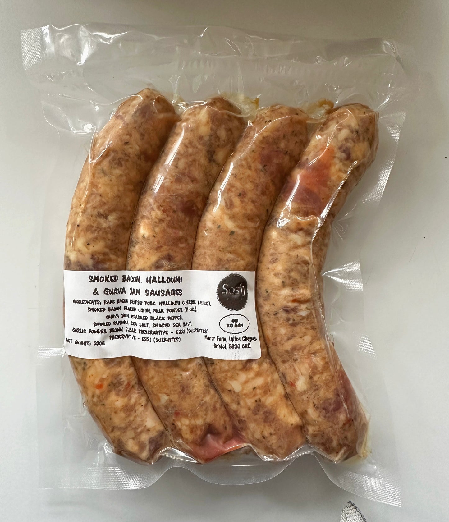 Pork, Smoked Bacon, Halloumi and Guava Jam Sausages