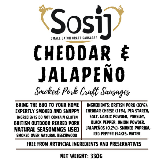 Cheddar & Jalapeno Sausages (PRE SMOKED)