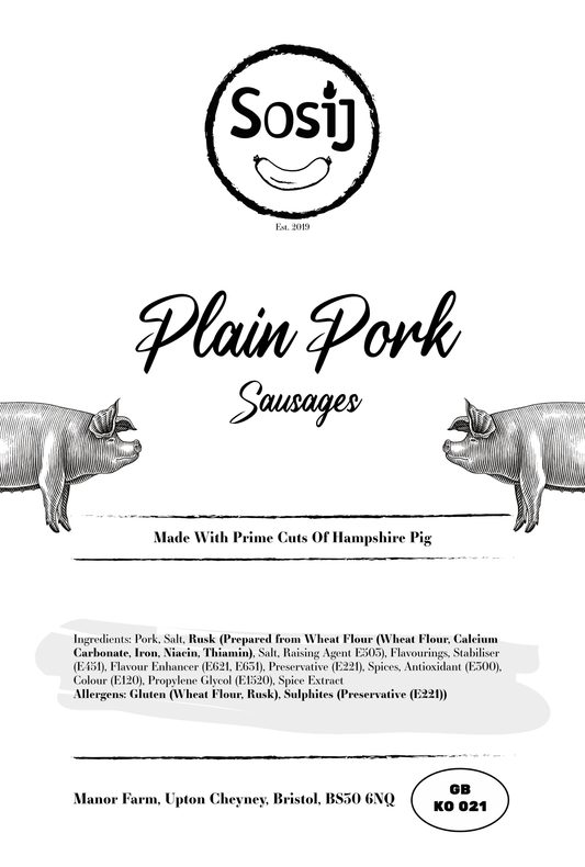 Plain Pork Sausage (Pack of 6)